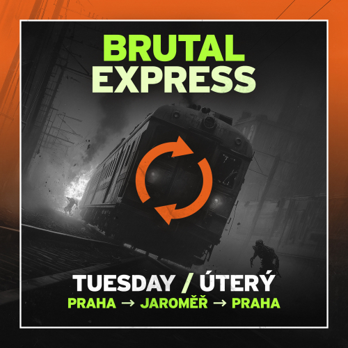 BRUTAL EXPRESS - Tuesday train at 09:00 RETURN TICKET Prague -> Hradec Kralove -> Jaromer -> Prague