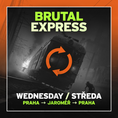 BRUTAL EXPRESS - Wednesday train at 09:00 RETURN TICKET Prague -> Hradec Kralove -> Jaromer -> Prague